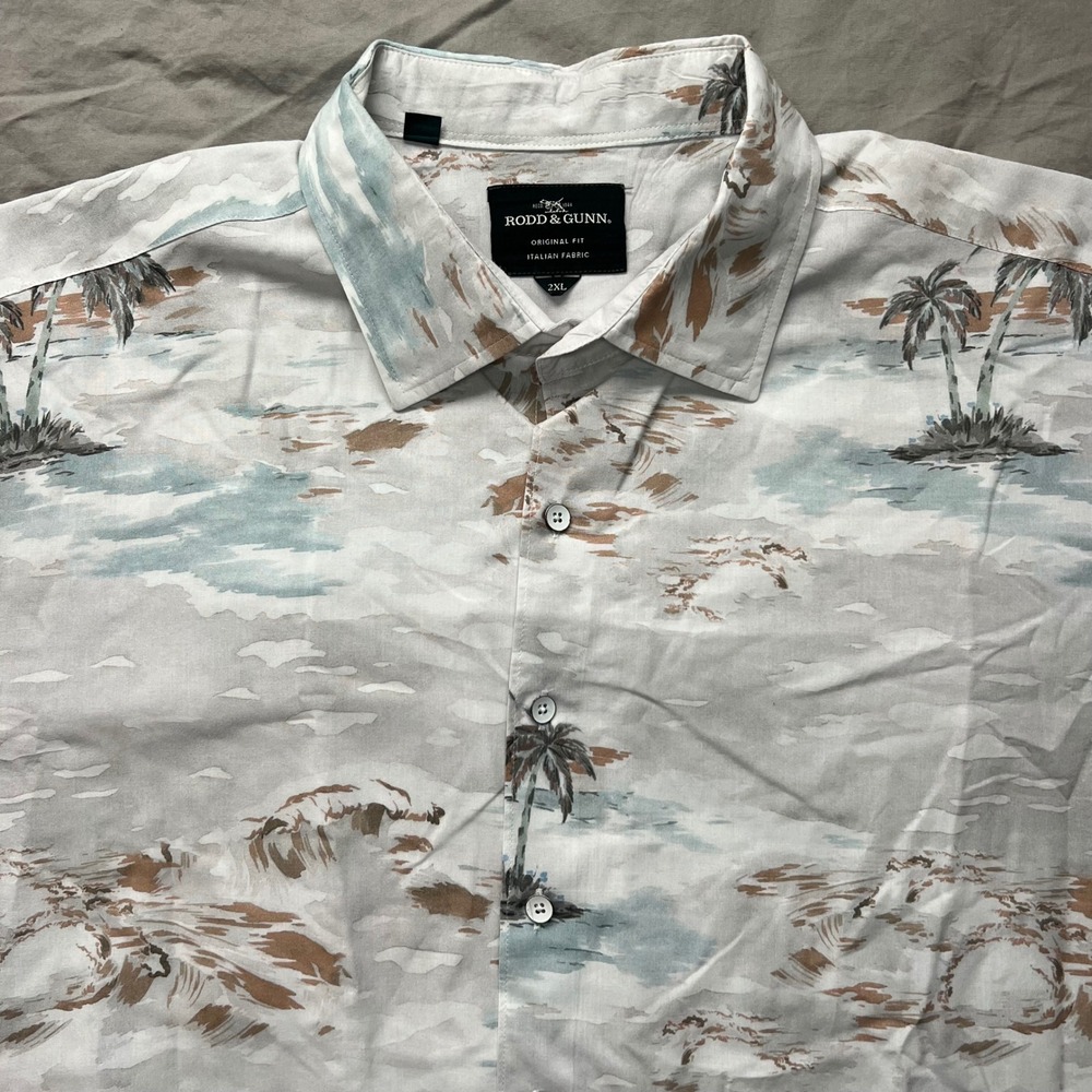 RODD & GUNN Shirt Mens XXL Original Fit Italian Fabric Short Sleeve Button‎ 2XL